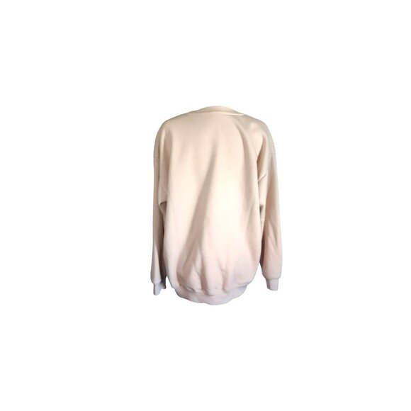 Snoopy Crewneck Beige Fall Leaves Graphic Embroidered Lined Sweatshirt - Picture 3 of 15